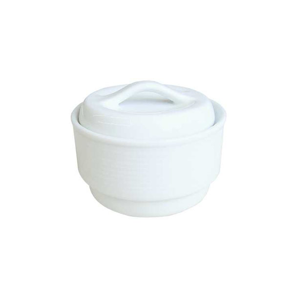 SUGAR BOWL WITH LID WHITE CORAL