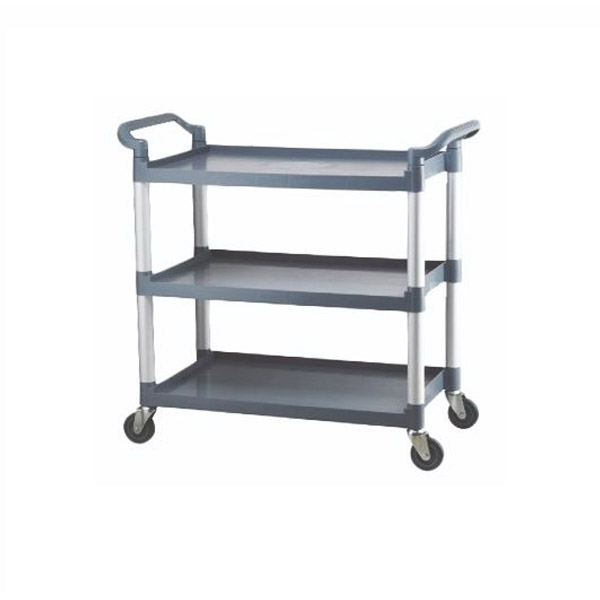ALUMINIUM TROLLEY -3 PLASTIC SHELVES